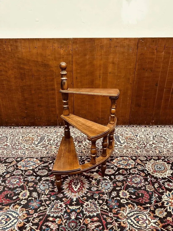 Klassieke Engelse bibliotheektrap, Krukjes, Hout, Bruin (foto 2 van 7)