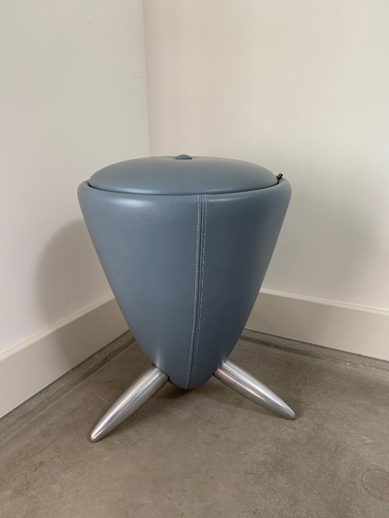 Image 1 of Leolux Bongo / Tamtam hollow Table d'appoint bleu gris Cuir