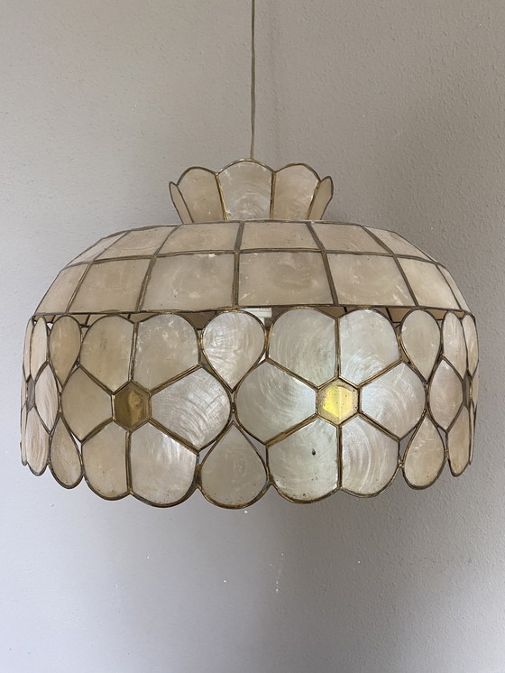 Image 1 of Lampe vintage capiz shell lampe pendante perle