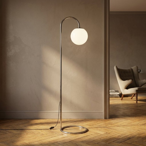Atomic Age Floor Lamp, Orange Glass Lamp by Tibor Hazi, 1973