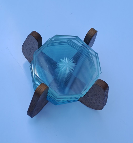 Image 1 of 12 x vintage glass coasters from the 1950s