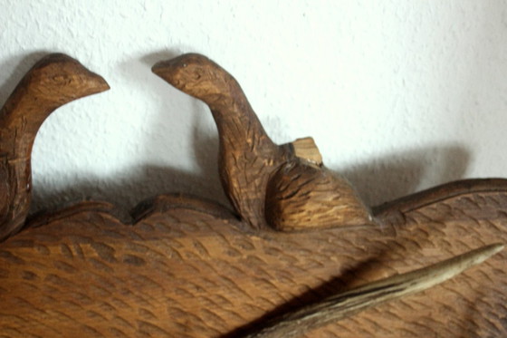 Image 1 of Eccezionale armadio in legno con corna e 4 ganci in metallo