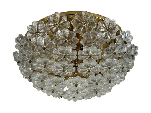 Lampada da soffitto Plafoniere anni '60-'70 Ernst Palme in ottone e vetro Germania