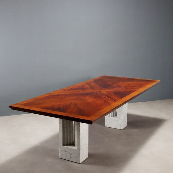 Image 1 of 1980s Table with Marble Legs