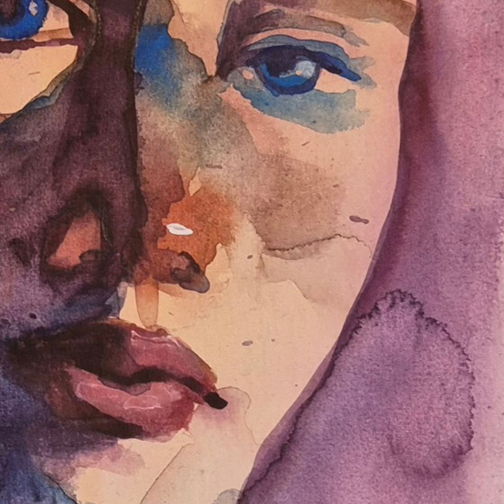 Image 1 of Woman-Improvisation, Anna Masiul-Gozdecka, Acrylics and Watercolor on Paper, Signed, 2026