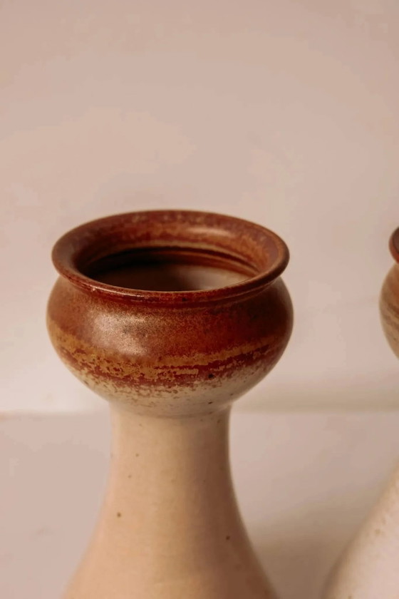 Pair of ceramic candle holders by Gunni Nordstrøm, Denmark, 1960s., Porcelain, Beige, Vintage (photo 6 of 8)