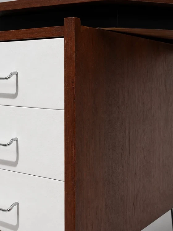 Bureau vintage Tijsseling à pieds épingle – Bureaux, Wood, polished steel, Scandinavian (photo 5 of 5)