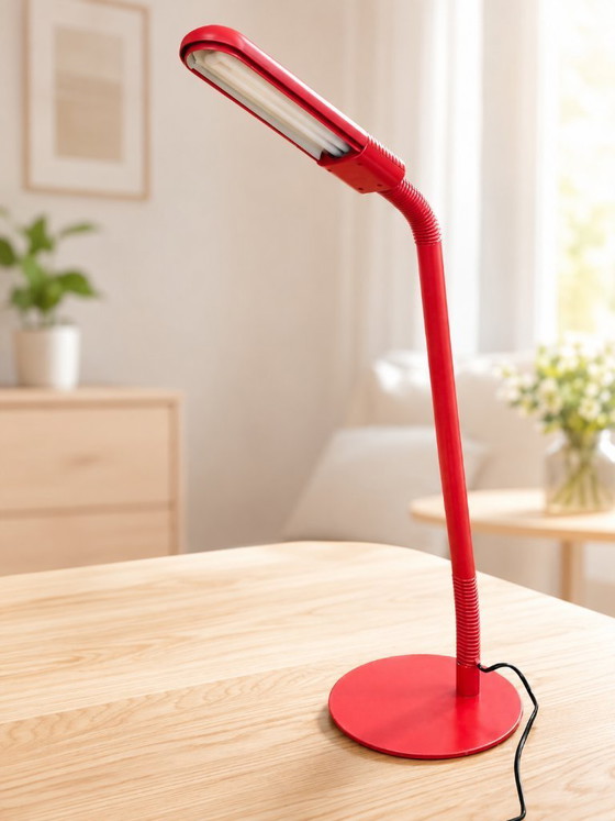 Image 1 of Vintage Manade Floor Lamp Design Ph. Michel – Made in France 1980s, Adjustable Red Lamp