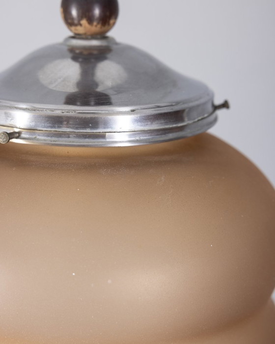 Image 1 of Lampada a sospensione vintage anni 50 in vetro rosa design Italiano