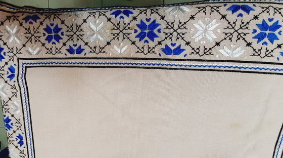 Image 1 of Vintage square hand embroidered tablecloth 63 x 63 cm