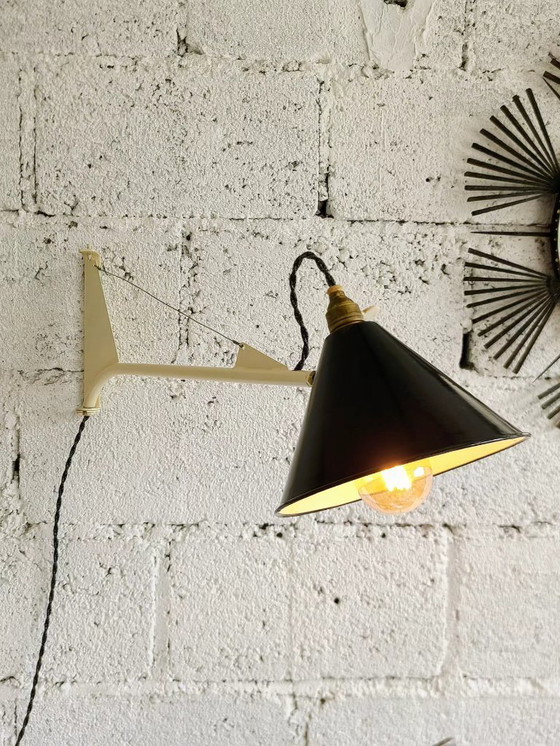 Image 1 of lampada da parete mini-Jib - stile Jean Prouvé - ispirazione nautica