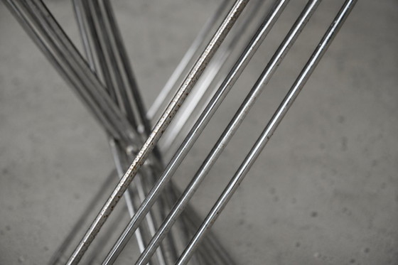 Image 1 of Vintage minimalistische metalen X-Line stoelen van Niels Jørgen Haugesen voor Hybodan, jaren 70, set van 4