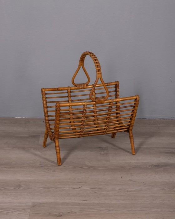 Vintage 1960s Italian Design Bamboo Magazine Rack (photo 7 of 7)