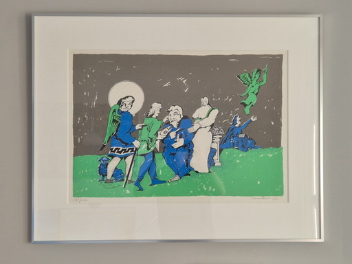 Lucebert Sérigraphie 1973 - Et il ouvrit les yeux