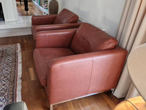 Image 1 of Beautiful leather armchairs from Machalke - cognac-colored