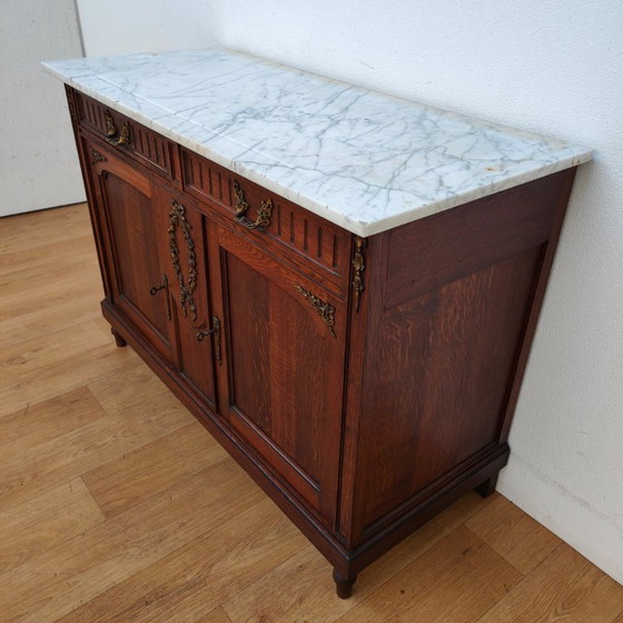 Image 1 of Vintage antique dresser chest of drawers bathroom furniture with marble top