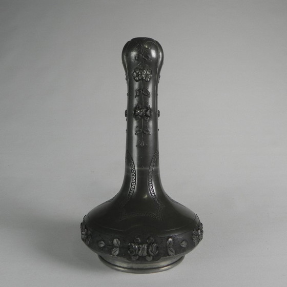 Image 1 of Pewter Art Nouveau vase signed Pechez, early 20th century