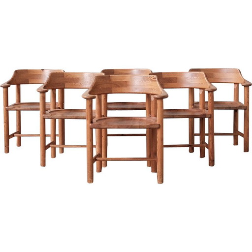 Set of 6 vintage pine chairs by Rainer Daumiller, Denmark 1960