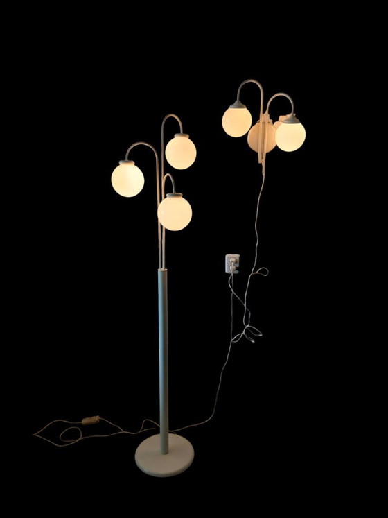 Wall light, Ball lamp - Space Age, 1970s, Vintage, Elco Lite, Metal, White (photo 3 of 7)