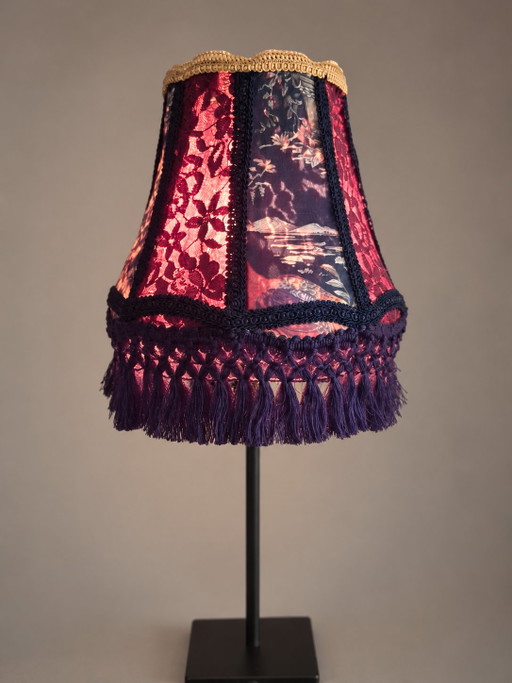 Abat-jour Fait Main en Velours et Dentelle 25 × 25 Cm Style Vintage/Classique, Suspendu/Sur Pied
