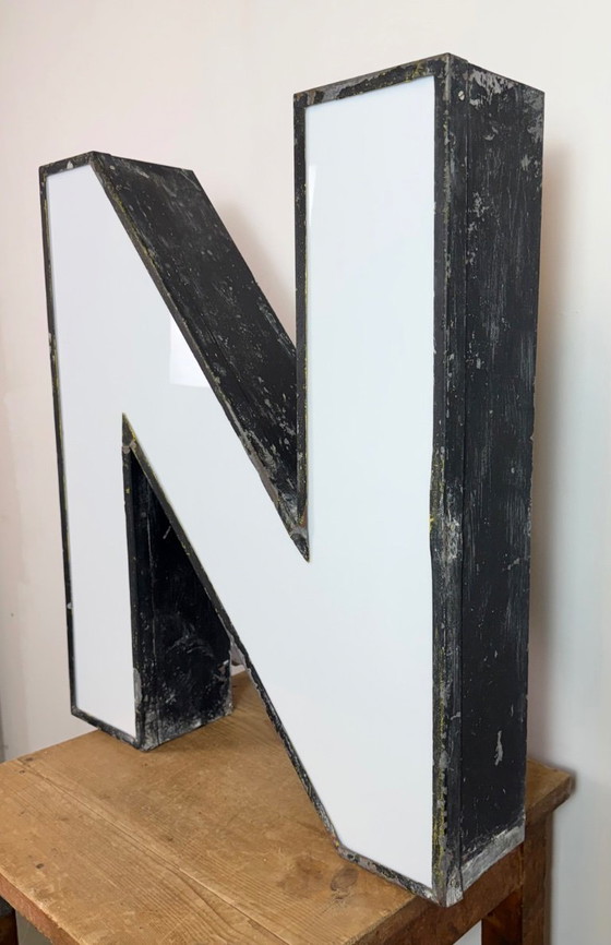 Image 1 of Large Vintage Illuminated Advertising Letter N , 1960s