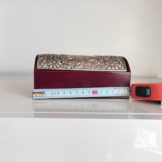 Image 1 of WOODEN BOX WITH STERLING SILVER LID