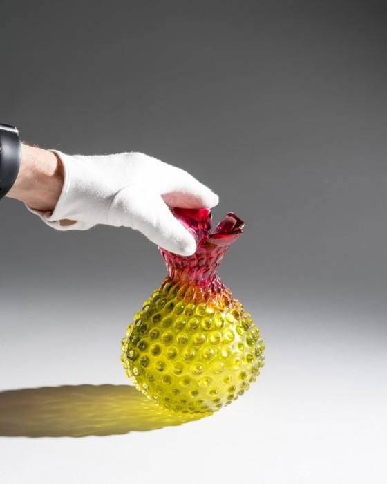 Image 1 of Frantisek Koudelka Skrdlovice Glassworks “Ananas” Raro DÚO de vidrio artístico checo