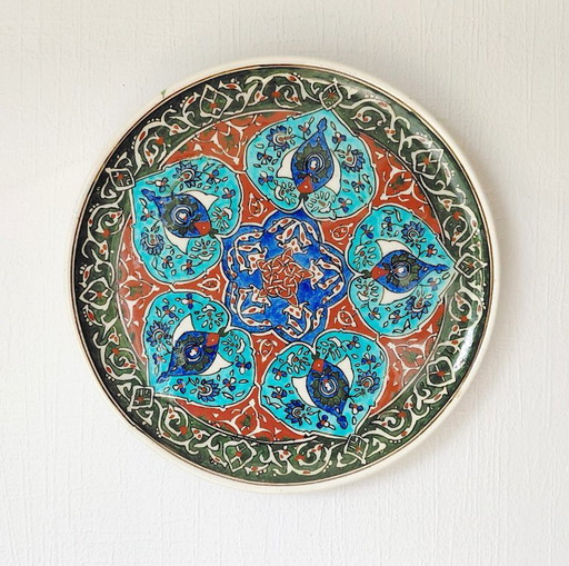 Piatto da parete in ceramica turca, Kütahya (Özen Çini) Vintage anni '70 – wanddecoratie