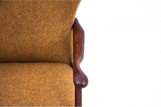 Image 1 of Yellow vintage armchair in bouclé fabric, Denmark, 1960s.