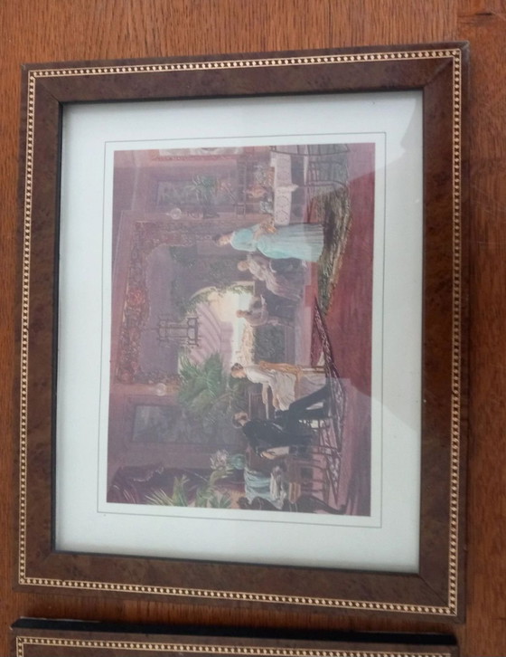Pair of Elm Burl & Beaded Fillet Style Frames, Genre Scenes, Paintings & Drawings, Wood, Multi Color (photo 8 of 8)