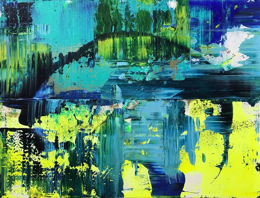 Original Acrylic Painting Abstract Expressionism Bridge – schilderijen tekeningen, Canvas