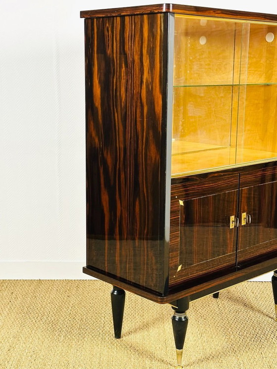 Image 1 of Art Deco vitrinekast van Macassar ebbenhout, 1940