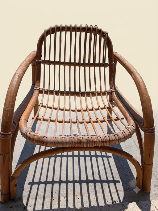 Vintage-Rattansessel – 1970er Jahre, hergestellt in Italien