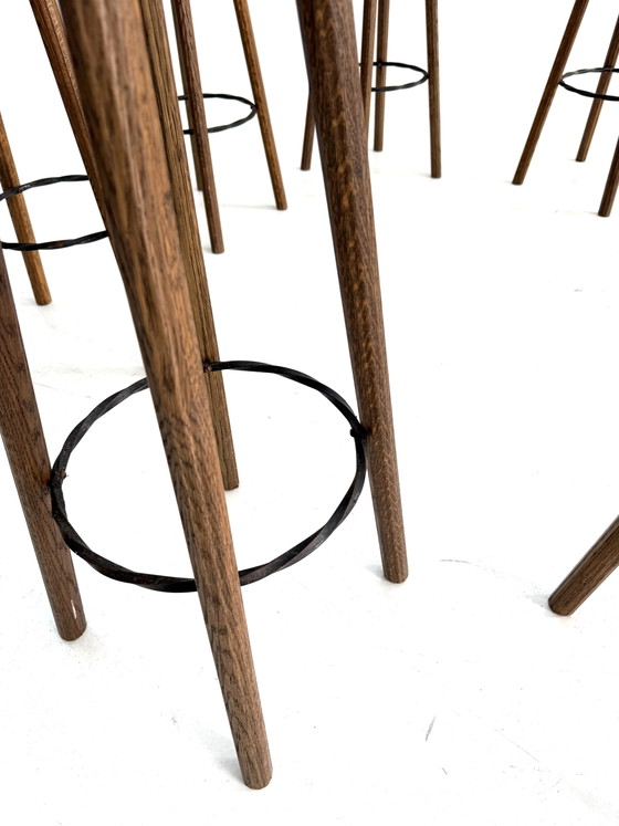 8x Brutalist Bar Stool ‘80s – Barstools, Cast Iron, Wood (photo 7 of 14)
