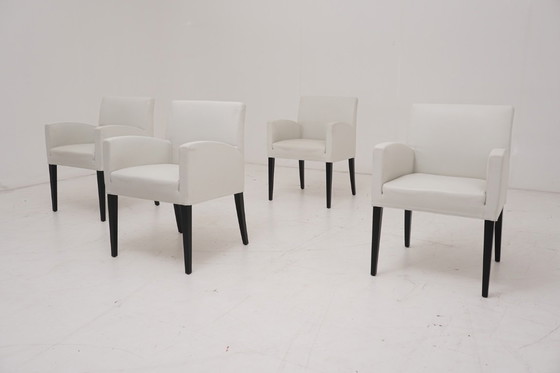 Image 1 of Wittmann Berlin Stühle 4 Stk. Leder weiss Stuhl Esszimmerstühle