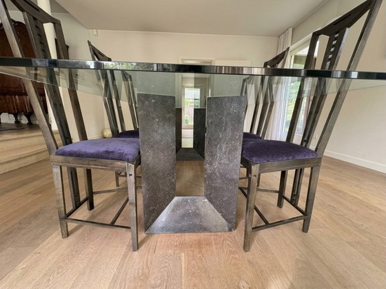 Table en Verre avec Base en Granit + 6 Chaises de Salle à Manger Giorgetti – Salles à manger complètes, Glass (photo 3 of 5)