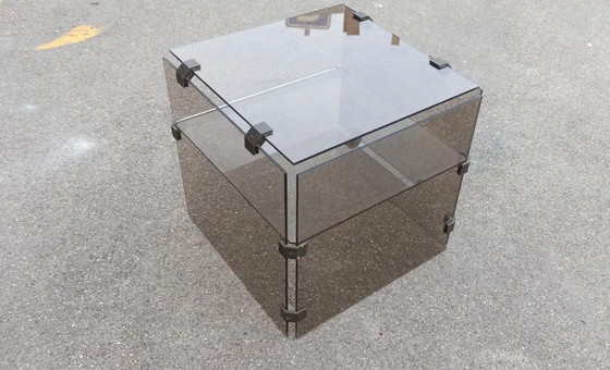 Image 1 of Vintage smoked glass side table