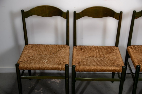 Image 1 of Sillas de comedor de haya verde y junco