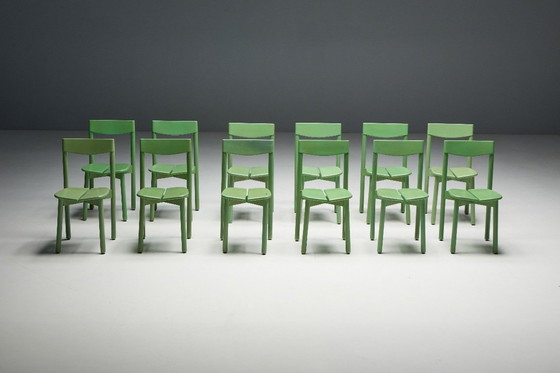 Image 1 of Groene eetkamerstoelen van Pierre Gautier Delaye, Frankrijk, 1965