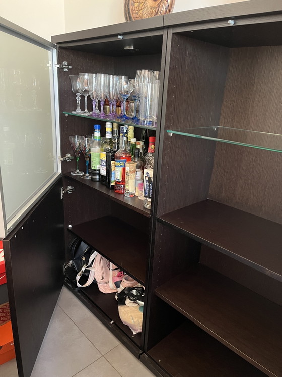 Hülsta high-end storage unit - dark wood and frosted glass – Cabinets, Metal (photo 3 of 5)