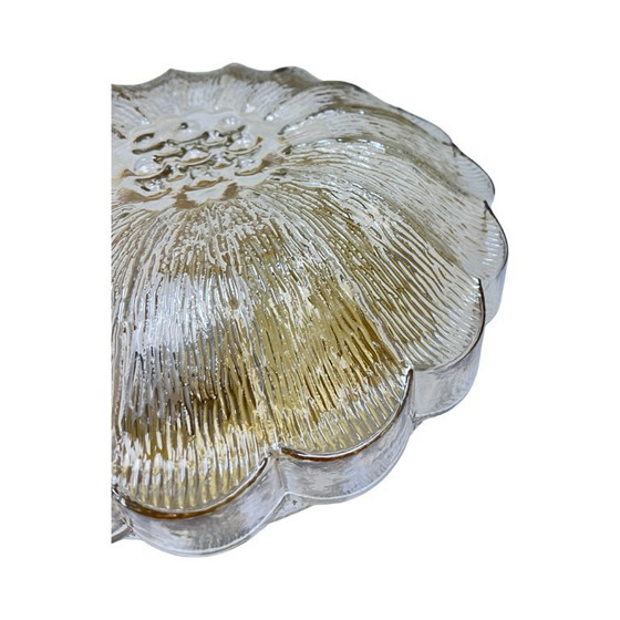 Image 1 of HP Leuchten Amber Flower Plafondlamp van geperst glas, model 65282, Mid-Century, jaren 60/70.