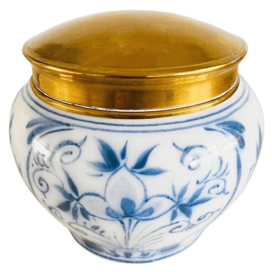 Vintage Delft Blue Lidded Pot Brass Zenith Gouda 1940s – Vases, Ceramic (photo 2 of 6)