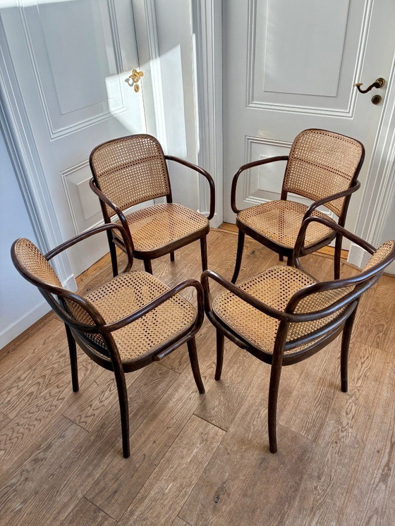 Image 1 of 4x Sessel „Prag“, Entwurf Thonet Nr. 811 von Josef Hoffmann
