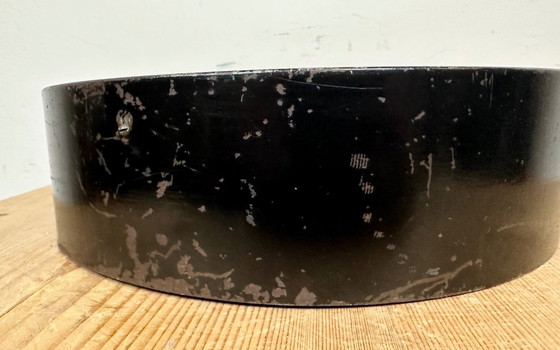 Image 1 of Zwarte industriële fabriekswandklok van International, jaren 50