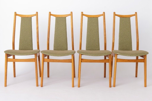 Vintage Dining Chairs Set of 4, Mid Century Modern Chairs, 1960s German Casala Chairs, Restored Wooden Dining Chairs