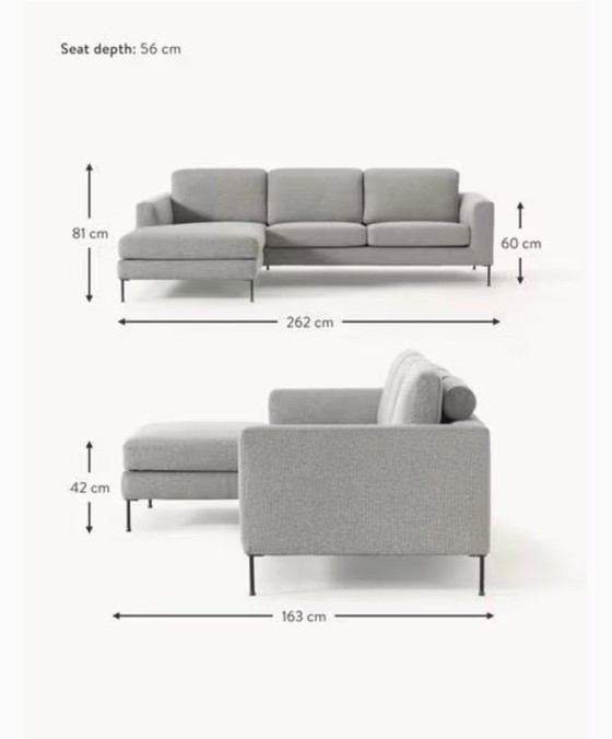 Image 1 of Divano grigio chiaro 'Cucita' 3 posti (Westwing)