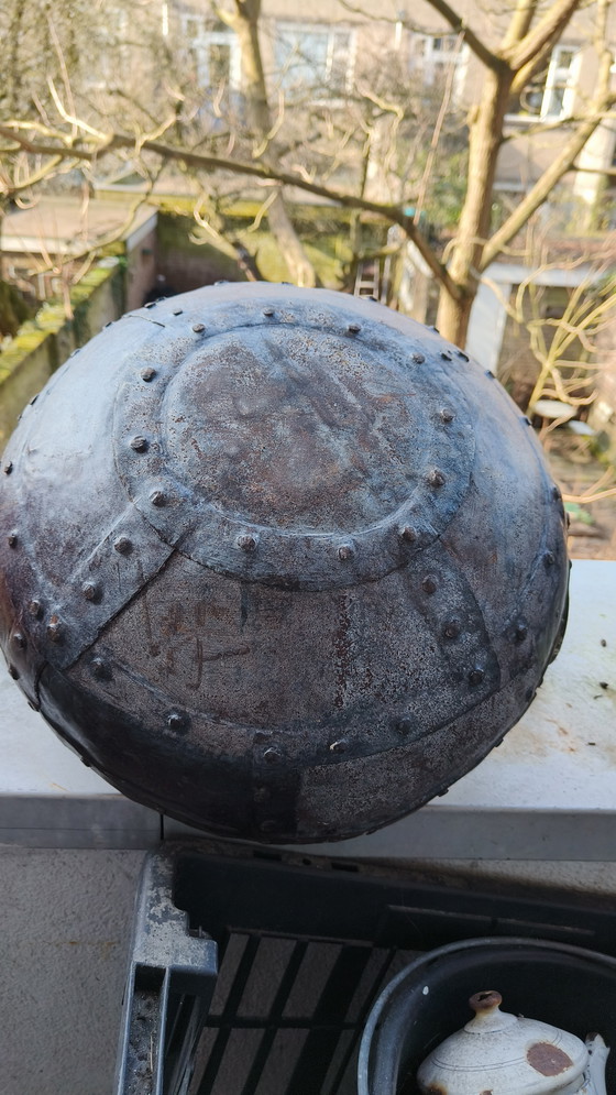 Image 1 of 2 braciere vintage in ferro battuto con padella rivettata