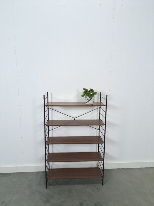 Modulair systeem wandrek met 5 planken, vintage kast