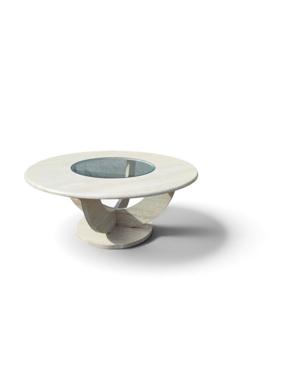 Italienischer Travertin-Couchtisch aus den 1970er Jahren – Couchtische, Glass (photo 6 of 9)