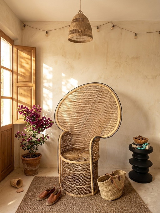 Rotan pauwstoel